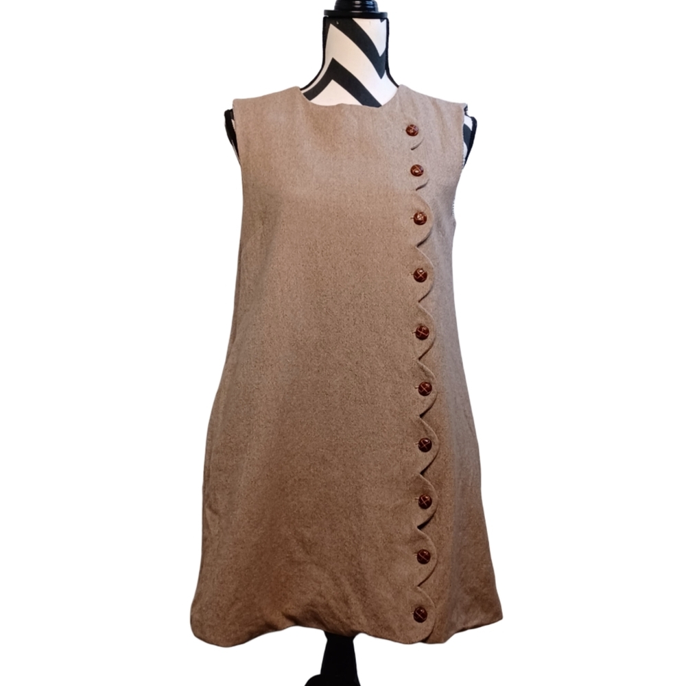 Buru Academia Preppy Scallop Sleeveless Shift Dress